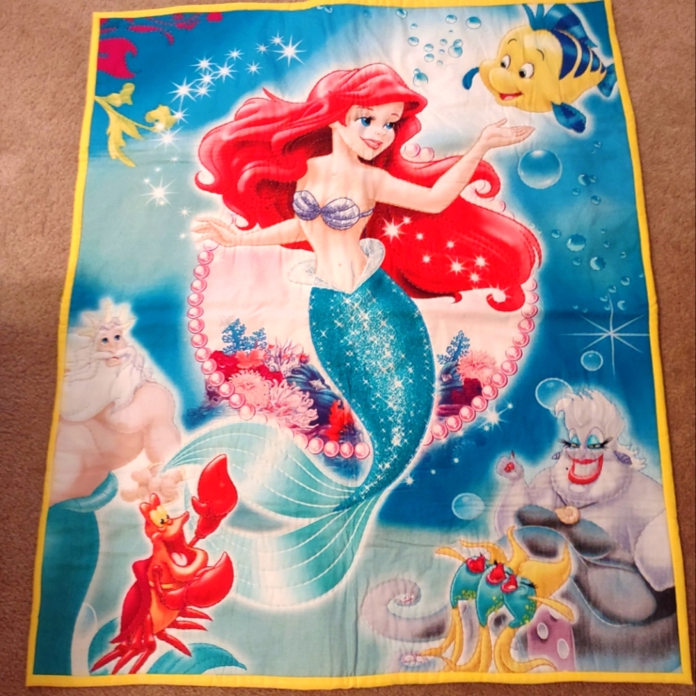 Brand New, Handmade, Hand Quilted Little Mermaid Quilt Or Wall Hanging